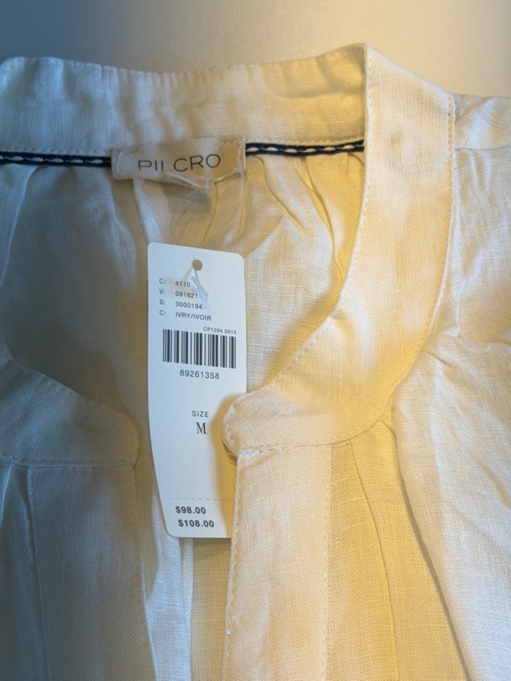 Pilcro White Short-Sleeve Linen Blouse - Picture 2 of 3